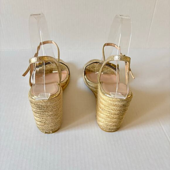 Gucci Aitana GG Marmont Espadrille Platform Wedge Heel Sandals Gold Size EU 37.5 - Picture 5 of 13